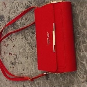 Forever Lovely Red Change and Credit Card Purse with shoulder strap